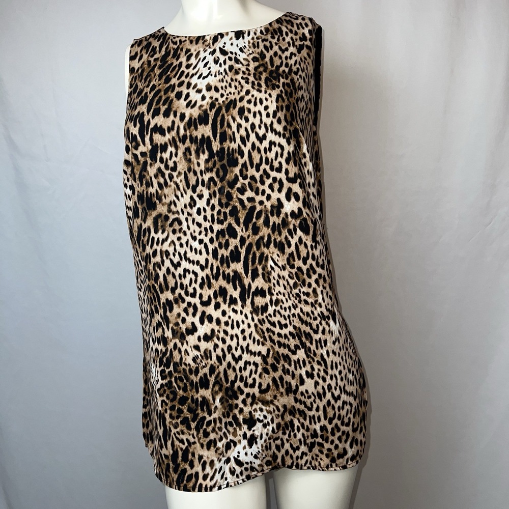 Chico's Leopard Statement Print Sleeveless Tunic Blouse Size 0 (4 Small)